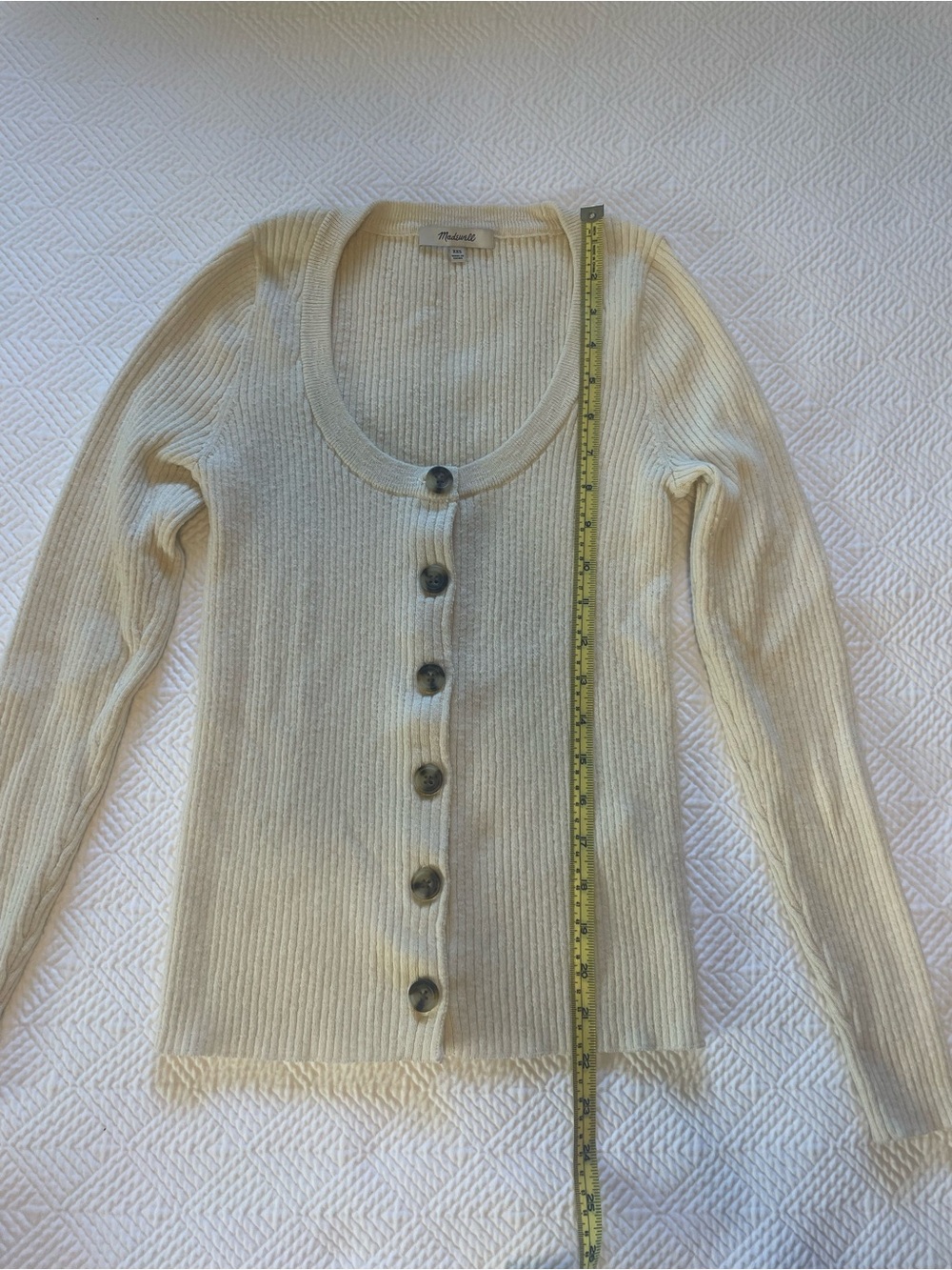 Madewell Cream Ribbed Button-Front Cardigan - Picture 5 of 5